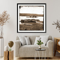 Historic Framed Print, Aikens Landing Va. Double-turreted monitor U.S.S. Onondaga on the James,  17-7/8" x 21-7/8"