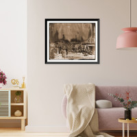Historic Framed Print, Aquia Creek Landing Va. Embarkation of 9th Army Corps for Fort Monroe,  17-7/8" x 21-7/8"