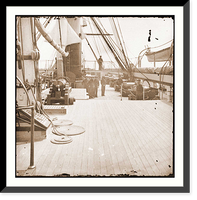 Historic Framed Print, Charleston Harbor S.C. Crew members quarterdeck and starboard battery of U.S.S. Paw,  17-7/8" x 21-7/8"