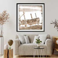 Historic Framed Print, James River Va. Butlers dredge-boat sunk by a Confederate shell on Thanksgiving Day,  17-7/8" x 21-7/8"