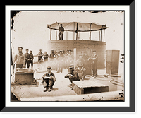 Historic Framed Print, James River Va. Sailors on deck of U.S.S. Monitor; cookstove at left,  17-7/8" x 21-7/8"