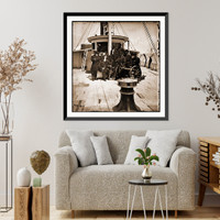 Historic Framed Print, Unknown location. Officers of the U.S.S. Philadelphia before pilot-house,  17-7/8" x 21-7/8"