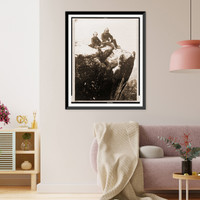 Historic Framed Print, Bvt. Maj. Gen. D.C. McCallum and another officer seated on top of Lookout Mountain,  17-7/8" x 21-7/8"