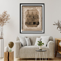 Historic Framed Print, Pvt. Frank A. Remington and two other Union soldiers full-length portrait facing fr,  17-7/8" x 21-7/8"