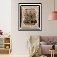 Historic Framed Print, Pvt. Frank A. Remington and two other Union soldiers full-length portrait facing fr,  17-7/8" x 21-7/8"