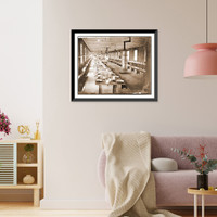 Historic Framed Print, Washington D.C. Mess hall at Harewood Hospital heated by elaborate stoves,  17-7/8" x 21-7/8"