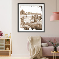 Historic Framed Print, Seven Pines Va. Twin houses on battlefield with 32-pdr. field howitzer in foregroun,  17-7/8" x 21-7/8"