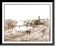 Historic Framed Print, Richmond Va. View of the Tredegar Iron Works with footbridge to Neilsons Island,  17-7/8" x 21-7/8"