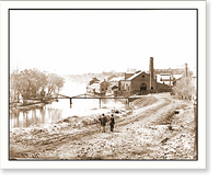 Historic Framed Print, Richmond Va. View of the Tredegar Iron Works with footbridge to Neilsons Island,  17-7/8" x 21-7/8"