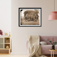 Historic Framed Print, Yorktown Va. vicinity. Gen. Randolph B. Marcy officers and friends at Camp Winfield,  17-7/8" x 21-7/8"