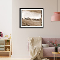 Historic Framed Print, District of Columbia. Band before quarters at Camp Stoneman,  17-7/8" x 21-7/8"