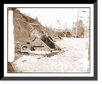 Historic Framed Print, Yorktown Va. vicinity. 13-in. seacoast mortars of Federal Battery No. 4 right bank,  17-7/8" x 21-7/8"