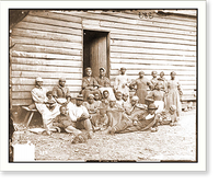 Historic Framed Print, Cumberland Landing Va. Group of contrabands at Follers house,  17-7/8" x 21-7/8"