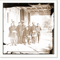 Historic Framed Print, Beaufort S.C. Gen. Isaac I. Stevens (seated) and staff on porch of a house,  17-7/8" x 21-7/8"