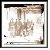 Historic Framed Print, Beaufort S.C. Gen. Isaac I. Stevens (seated) and staff on porch of a house,  17-7/8" x 21-7/8"