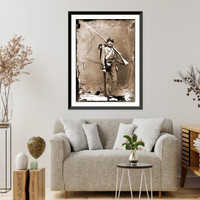Historic Framed Print, Unknown location. Unidentified Union volunteer with shouldered rifle and bayonet in,  17-7/8" x 21-7/8"