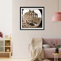 Historic Framed Print, Richmond Va. Ruins of paper mill; wrecked paper-making machinery in foreground,  17-7/8" x 21-7/8"
