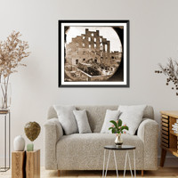Historic Framed Print, Richmond Va. Ruins of paper mill; wrecked paper-making machinery in foreground,  17-7/8" x 21-7/8"