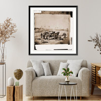 Historic Framed Print, Ambulance Corps. Method of removing wounded from the field,  17-7/8" x 21-7/8"