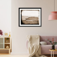 Historic Framed Print, Aquia Creek Landing Virginia. Distant view of Federal supply depot,  17-7/8" x 21-7/8"