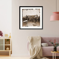 Historic Framed Print, Arlington Virginia. Soldiers of 4th New York heavy Artillery loading 24-pdr. siege,  17-7/8" x 21-7/8"