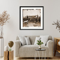 Historic Framed Print, Arlington Virginia. Soldiers of 4th New York heavy Artillery loading 24-pdr. siege,  17-7/8" x 21-7/8"