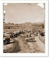 Historic Framed Print, Atlanta Georgia. Federal army wagons railroad depot,  17-7/8" x 21-7/8"