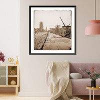 Historic Framed Print, Charleston South Carolina. Meeting Street looking south showing St. Michaels Church,  17-7/8" x 21-7/8"