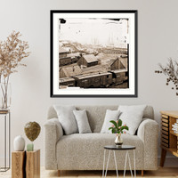 Historic Framed Print, City Point Virginia. Railroad yard and transports,  17-7/8" x 21-7/8"