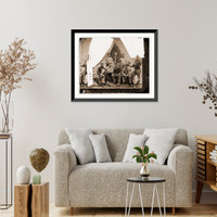 Historic Framed Print, Group of soldiers of Company G 71st New York Vols. In front of Sibley tent,  17-7/8" x 21-7/8"