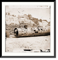 Historic Framed Print, Richmond Virginia. Smoke stack of C.S. Ram VIRGINIA No. 2. Holes made by Federal ba,  17-7/8" x 21-7/8"