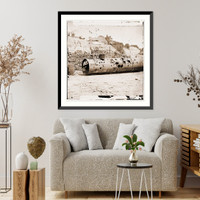 Historic Framed Print, Richmond Virginia. Smoke stack of C.S. Ram VIRGINIA No. 2. Holes made by Federal ba,  17-7/8" x 21-7/8"