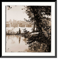 Richmond Virginia. View of burned district and ruins of Mayos bridge from across th, Antique Print
