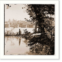 Richmond Virginia. View of burned district and ruins of Mayos bridge from across th, Antique Print