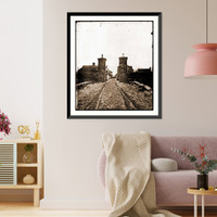 Historic Framed Print, Saint Augustine Fla. Entrance gate with street and houses beyond,  17-7/8" x 21-7/8"