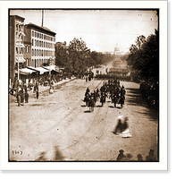 Historic Framed Print, Washington D.C. Artillery unit passing on Pennsylvania Avenue near the Treasury,  17-7/8" x 21-7/8"