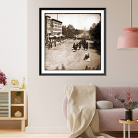 Historic Framed Print, Washington D.C. Artillery unit passing on Pennsylvania Avenue near the Treasury,  17-7/8" x 21-7/8"