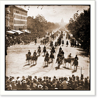 Historic Framed Print, Washington D.C. Mounted officers and unidentified units passing on Pennsylvania Ave,  17-7/8" x 21-7/8"