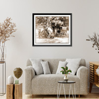 Historic Framed Print, Bealeton Va. Group at tent and wagon of the New York Herald,  17-7/8" x 21-7/8"