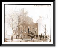 Historic Framed Print, Washington D.C. Col. Benjamin F. Fisher and staff on steps of Signal Corps headquar,  17-7/8" x 21-7/8"
