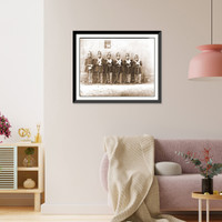 Historic Framed Print, Washington D.C. Six marines with fixed bayonets at the Navy Yard,  17-7/8" x 21-7/8"