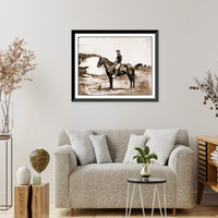 Historic Framed Print, Falmouth Va. Capt. Charles H. Howard aide to Gen. Oliver O. Howard on horseback at,  17-7/8" x 21-7/8"