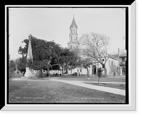 Historic Framed Print, The Plaza [de la Constitucion], St. Augustine,  17-7/8" x 21-7/8"