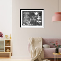 Historic Framed Print, Postmaster Morgan, holding flag, Jersey City, N.J.,  17-7/8" x 21-7/8"