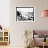 Historic Framed Print, Eau Claire, Wis., railroad bridge and mills,  17-7/8" x 21-7/8"