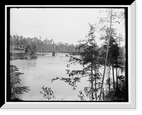 Historic Framed Print, [Quinnesee [sic] Falls, Mich., the river above the falls],  17-7/8" x 21-7/8"