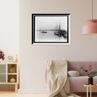 Historic Framed Print, Savannah River from steamboat wharf,  17-7/8" x 21-7/8"