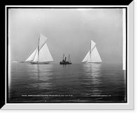 Shamrock I and Columbia, becalmed in fog, Historic Print
