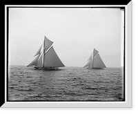 Historic Framed Print, Shamrock I and Columbia at the start,  17-7/8" x 21-7/8"