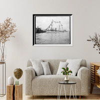 Historic Framed Print, Mardi Gras, New Orleans, U.S.S.S. [sic] Galveston with Rex,  17-7/8" x 21-7/8"